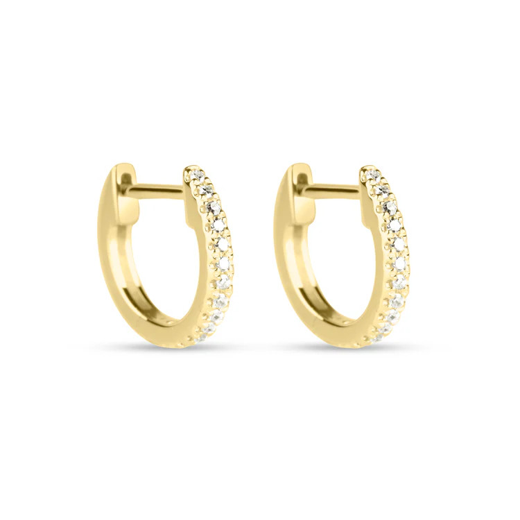 White Diamond Pave Huggie Earrings | Stone & Strand