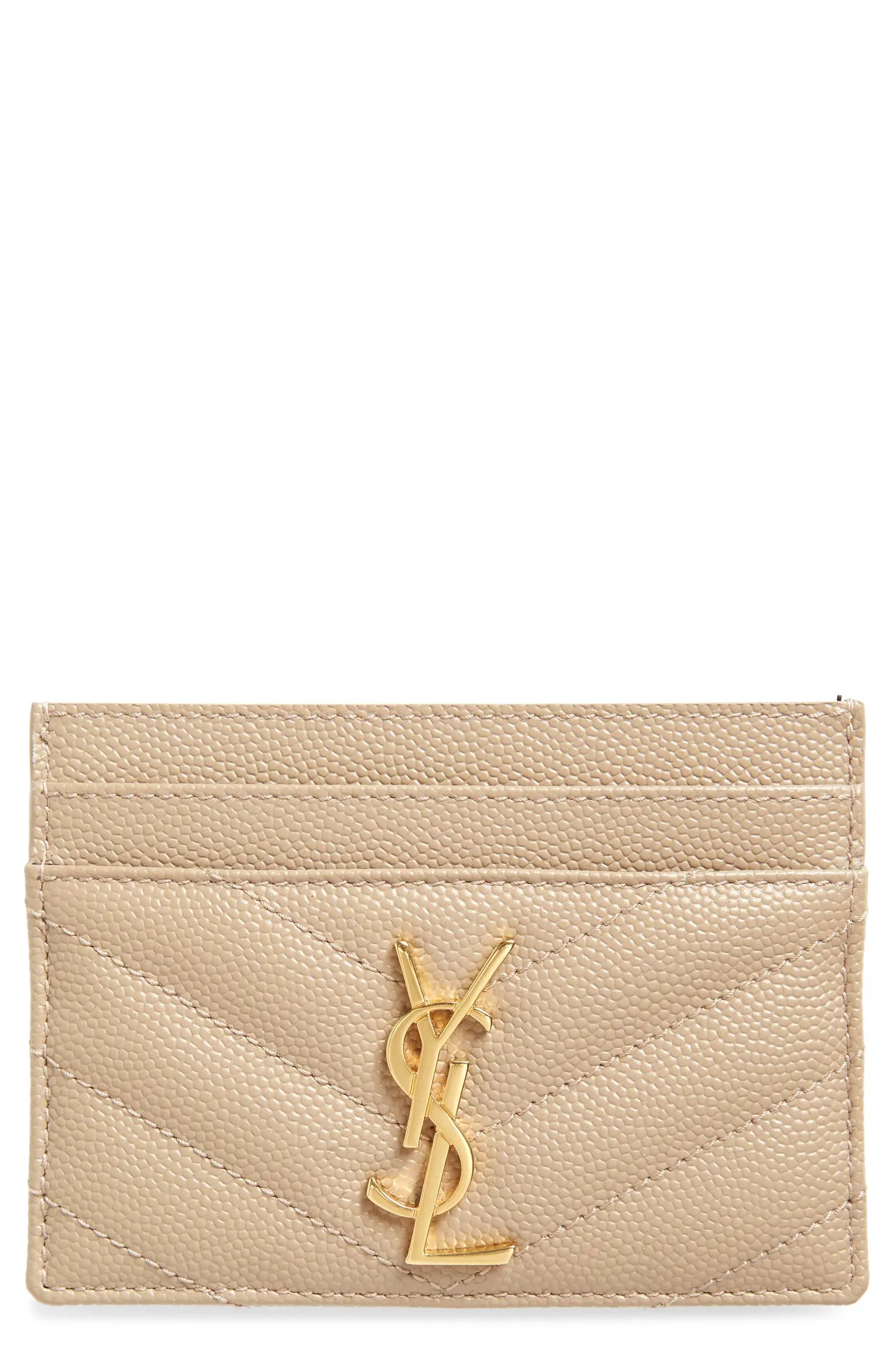 Saint Laurent Monogram Quilted Leather Credit Card Case | Nordstrom | Nordstrom