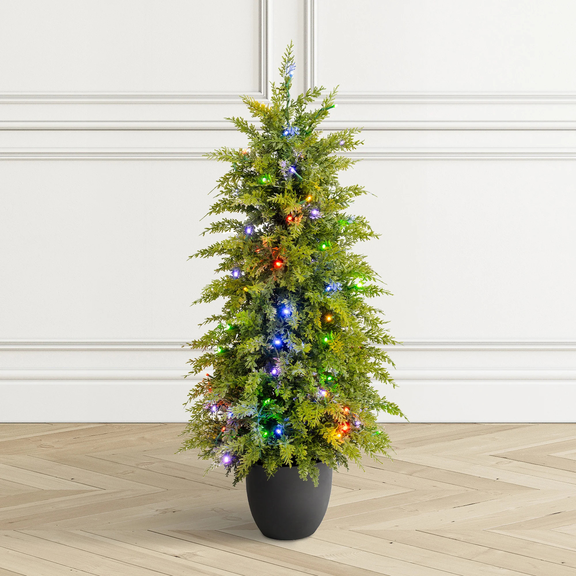 3ft Pre-lit Christmas Artificial Cedar Porch Tree with 70 Lights | Wayfair North America