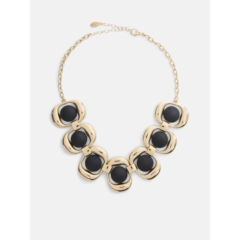Scoop Statement Stone Necklace, Black, Gold-Tone | Walmart (US)