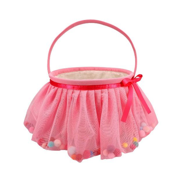 Tutu Easter Basket Pink Pom Poms - Spritz™ | Target