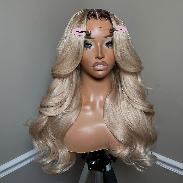 CIYOO 200% Density Milk Tea Ombre Ash Blonde Wigs Human Hair Pre Plucked 13x6 Body Wave Lace Fron... | Amazon (US)