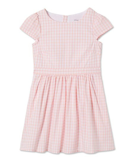 Classic Prep Pink Driftway Gingham Tilly Cap-Sleeve Dress - Girls | Zulily