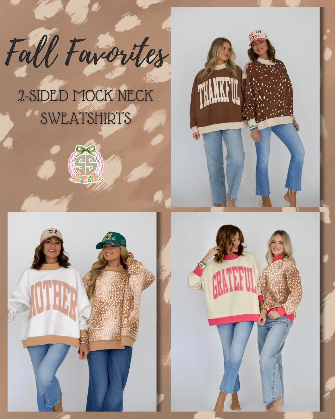Two looks in one cozy sweatshirt 🤎🦌 These double-sided mock-neck sweatshirts feature the cutest fawn print on one side and a festive THANKFUL or GRATEFUL graphic on the other! Perfect for Thanksgiving outfits, fall family gatherings, football weekends, or pairing with your favorite jeans for an easy everyday look.

Shop these reversible fall sweatshirts through my LTK! 🍂

#LTKSeasonal #LTKStyleTip #LTKFinds #FallFashion #FallOutfitIdeas #ThanksgivingOutfit #ThanksgivingSweatshirt #FallSweatshirt #GraphicSweatshirt #ReversibleSweatshirt #MockNeckSweatshirt #FawnPrint #DeerPrint #CozyFallStyle #CasualFallOutfit #WomensFallFashion #BoutiqueStyle #SouthernStyle #Thankful #Grateful

#LTKootd #LTKgrwm #LTKmomlife