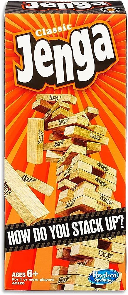Jenga Classic Game with Genuine Hardwood Blocks, Stacking Tower Game for 1 or More Players, Kids ... | Amazon (US)