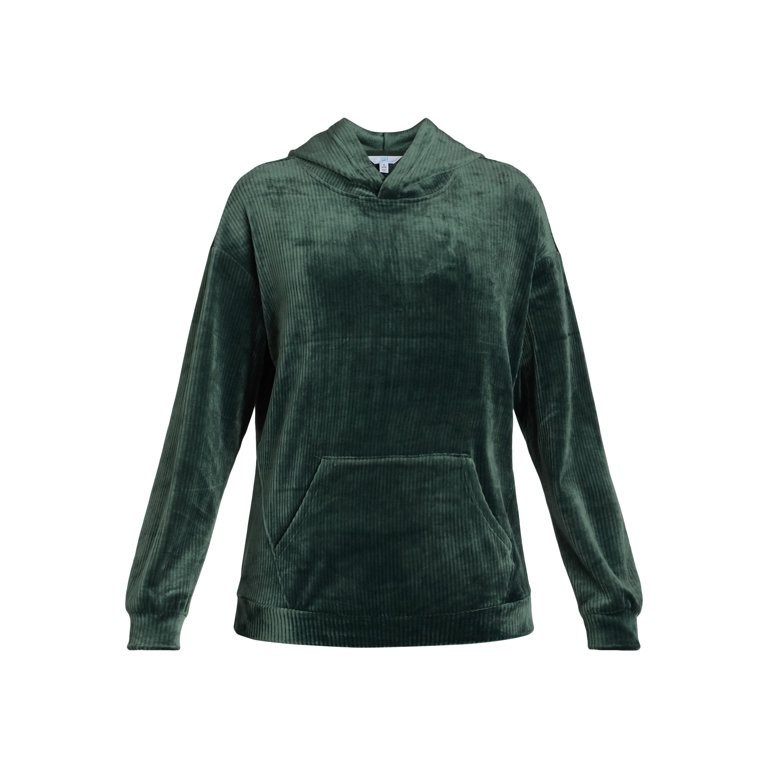 Time and Tru's Women’s Ribbed Velour Hoodie Sweatshirt, Sizes S-XXXL | Walmart (US)