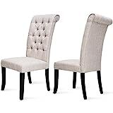 Merax Fabric Dining Chairs, Set of 2 Leisure Padded Tufted Parsons Armless Chair with Solid Wood Leg | Amazon (US)