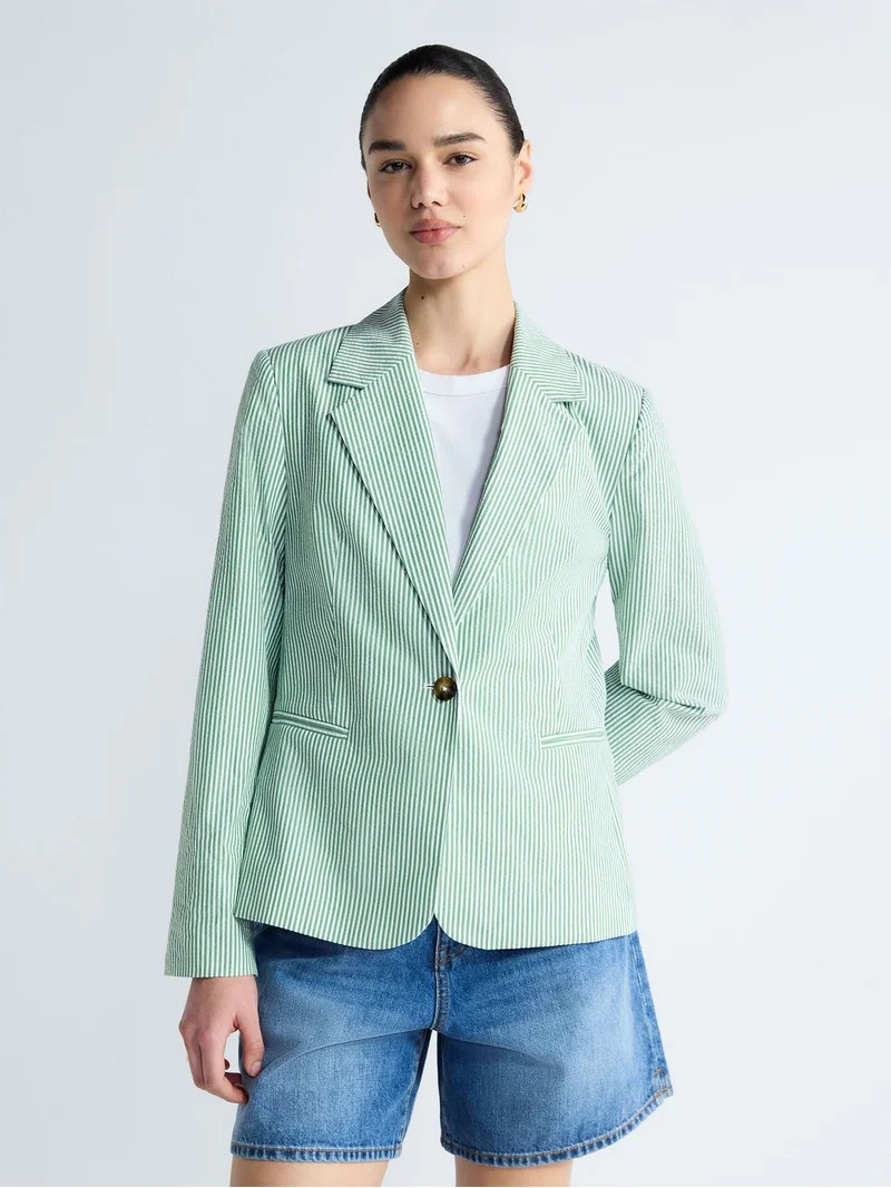 Free Assembly Women's and Women's Plus Single Breasted Blazer, Sizes XS-4X | Walmart (US)