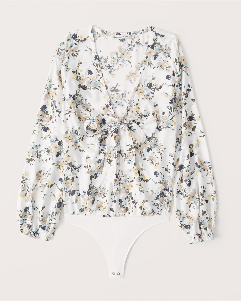 Long-Sleeve Tie-Front Bodysuit | Abercrombie & Fitch (US)