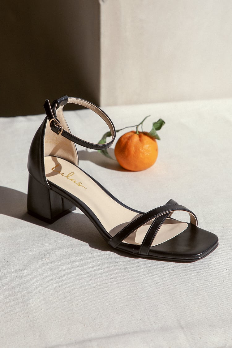 Westlyn Black Square-Toe Ankle Strap High Heel Sandals | Lulus (US)