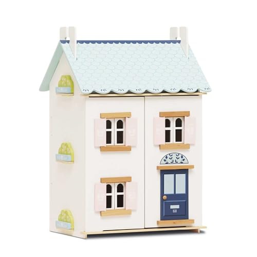Le Toy Van – Blue Belle Wooden Doll House | Girls & Boys 3 Storey Wooden Dolls House Play Set - Suitable for Ages 3+ | Amazon (US)