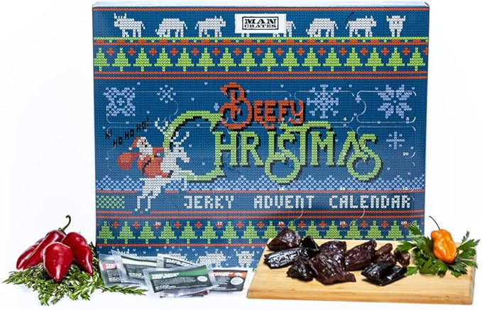 Jerky Advent Calendar Featuring "Ugly Christmas Sweater" Artwork – Includes 25 Delicious Bites ... | Amazon (US)