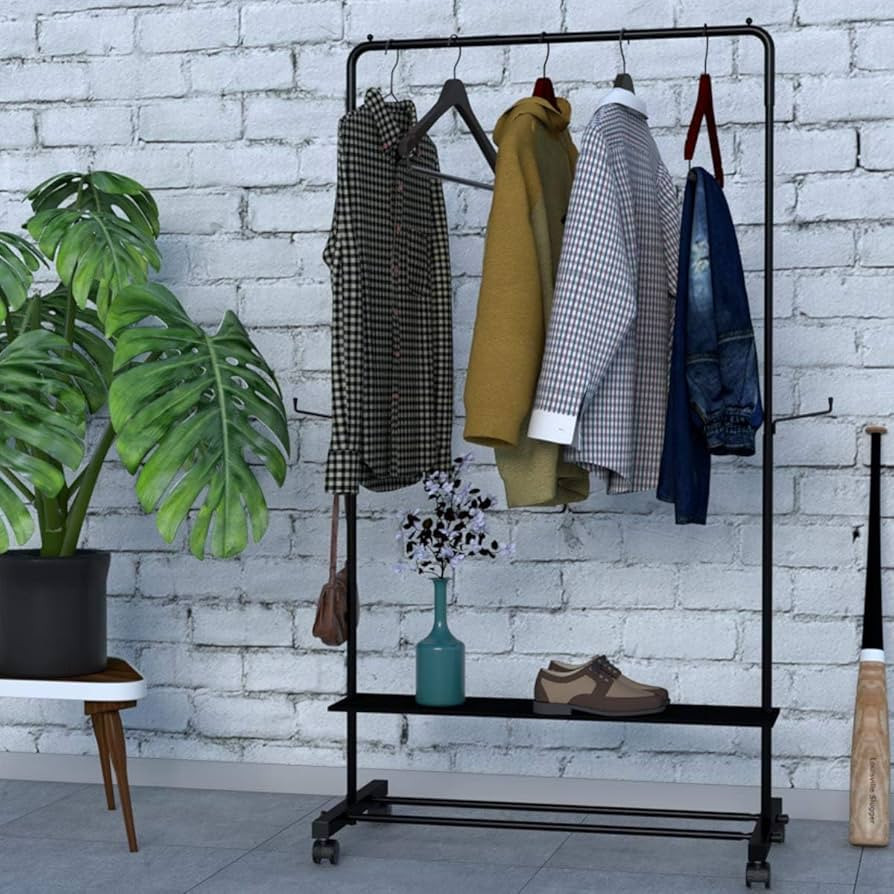 Arara Mais Roupas Aço Sapateira Cabideiro Rodinhas Preto | Amazon (BR)