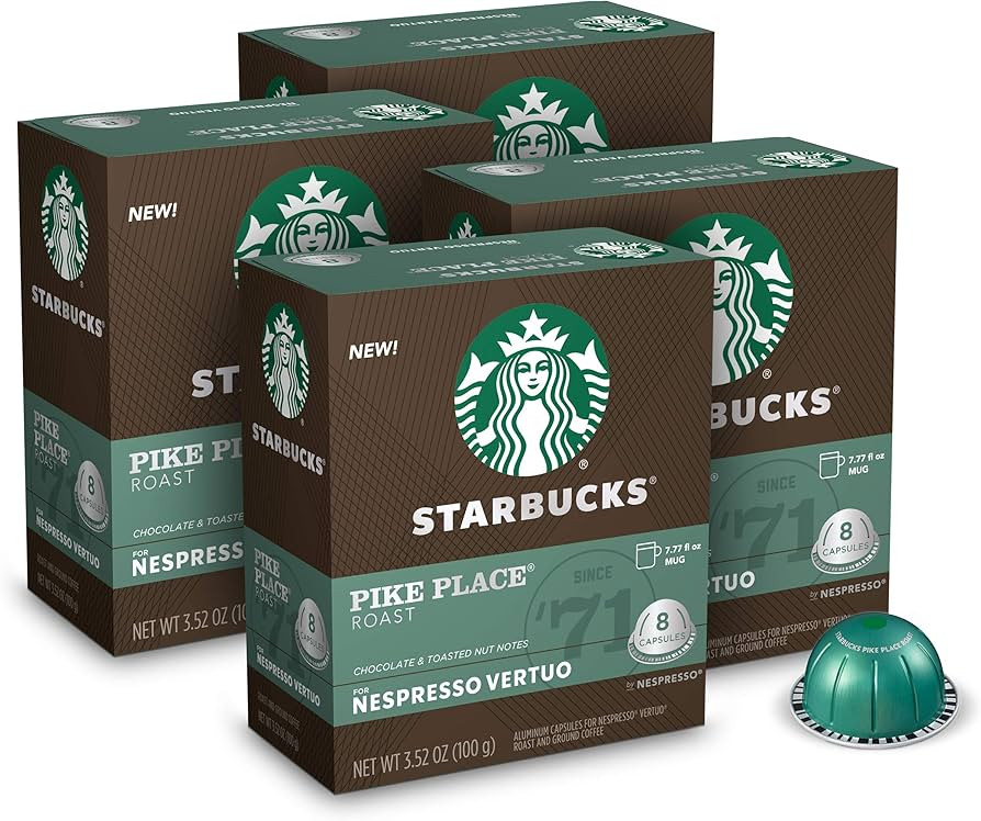 Starbucks by Nespresso Medium Roast Pike Place Roast Coffee (32-count single serve capsules, comp... | Amazon (US)