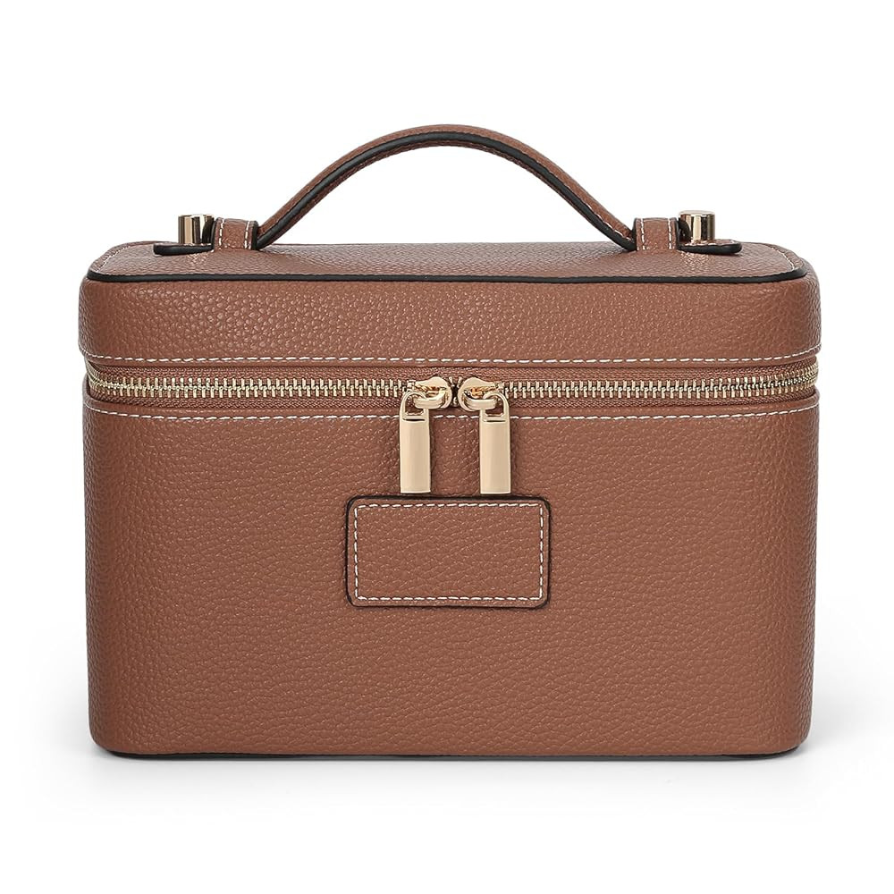 Makeup Bag Vanity Case for Women Leather Cosmetic Bag Travel Toiletry Bags Portable Makeup Organi... | Amazon (US)