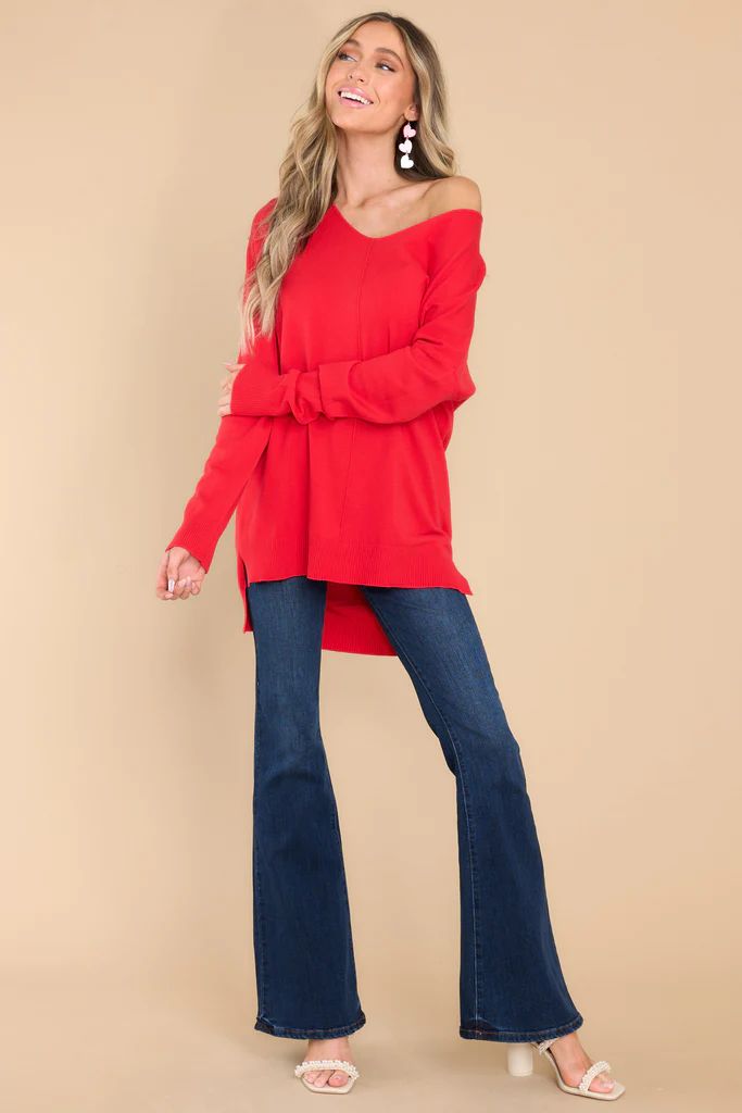 Wind Down Bright Red Sweater | Red Dress 