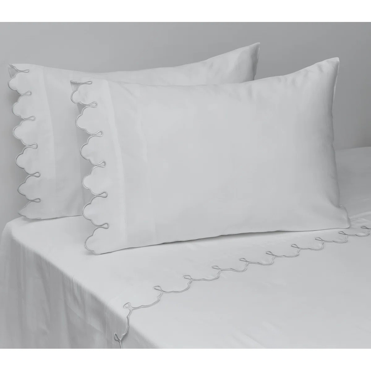 Scalloped 100% Cotton Sateen Weave Sheet Set | Wayfair North America