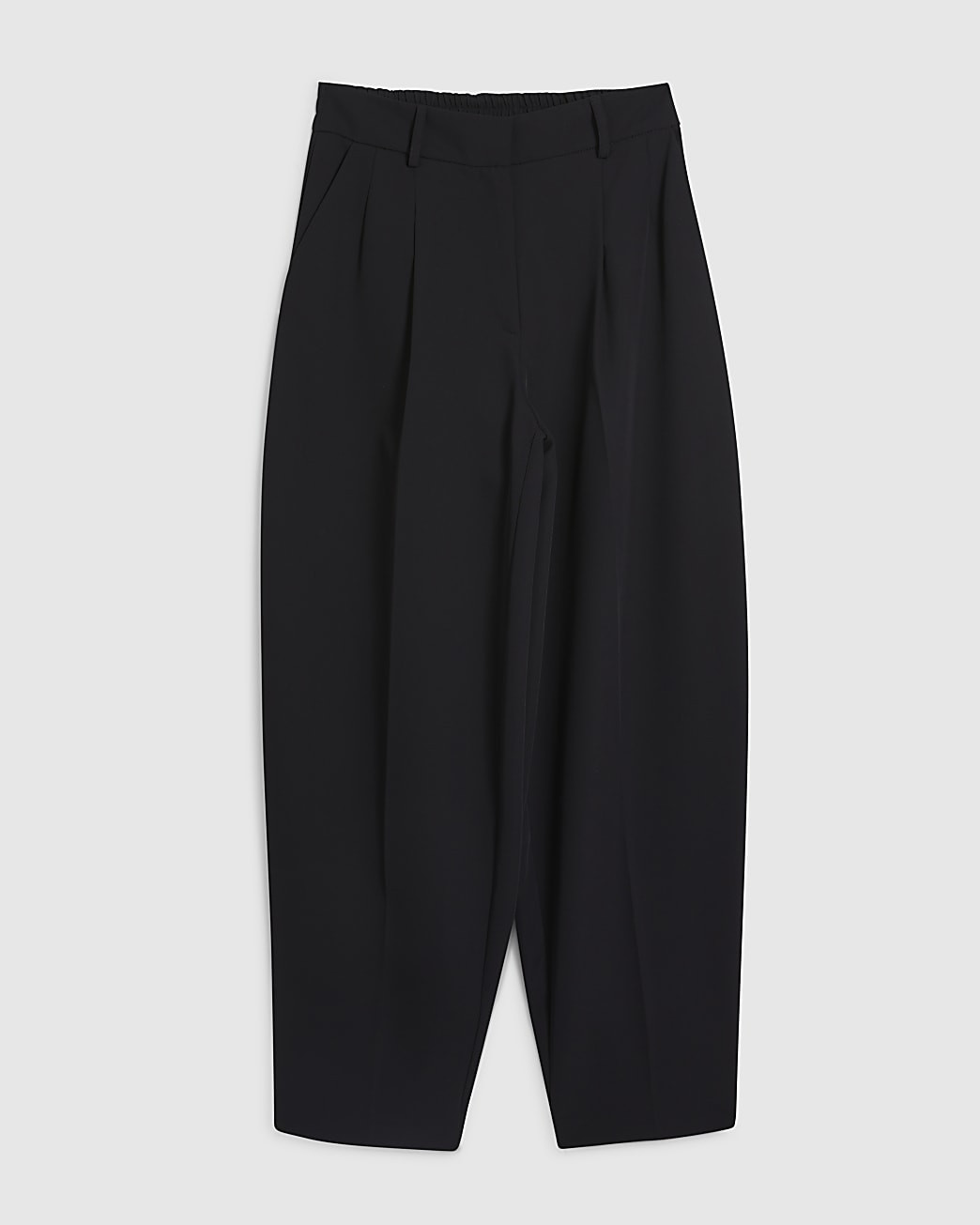 Black Pleated Barrel Leg Trousers | River Island UK & IE
