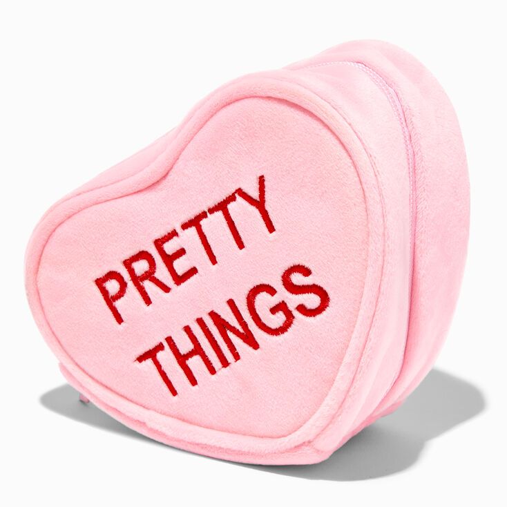 Pink Conversation Heart Pretty Things Makeup Bag | Claire's (US)