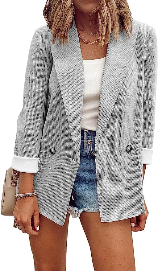Sidefeel Women 3/4 Sleeve Outwear Work Office Suit Jacket Casual Blazers Coat | Amazon (US)