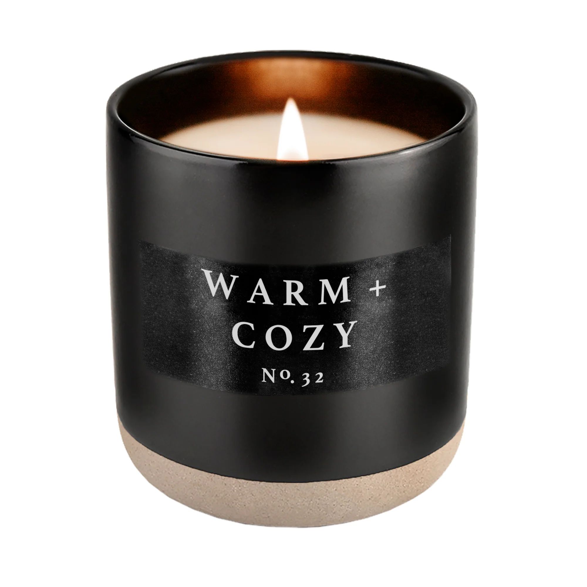 Warm and Cozy Soy Candle - Black Stoneware Jar - 12 oz | Sweet Water Decor, LLC