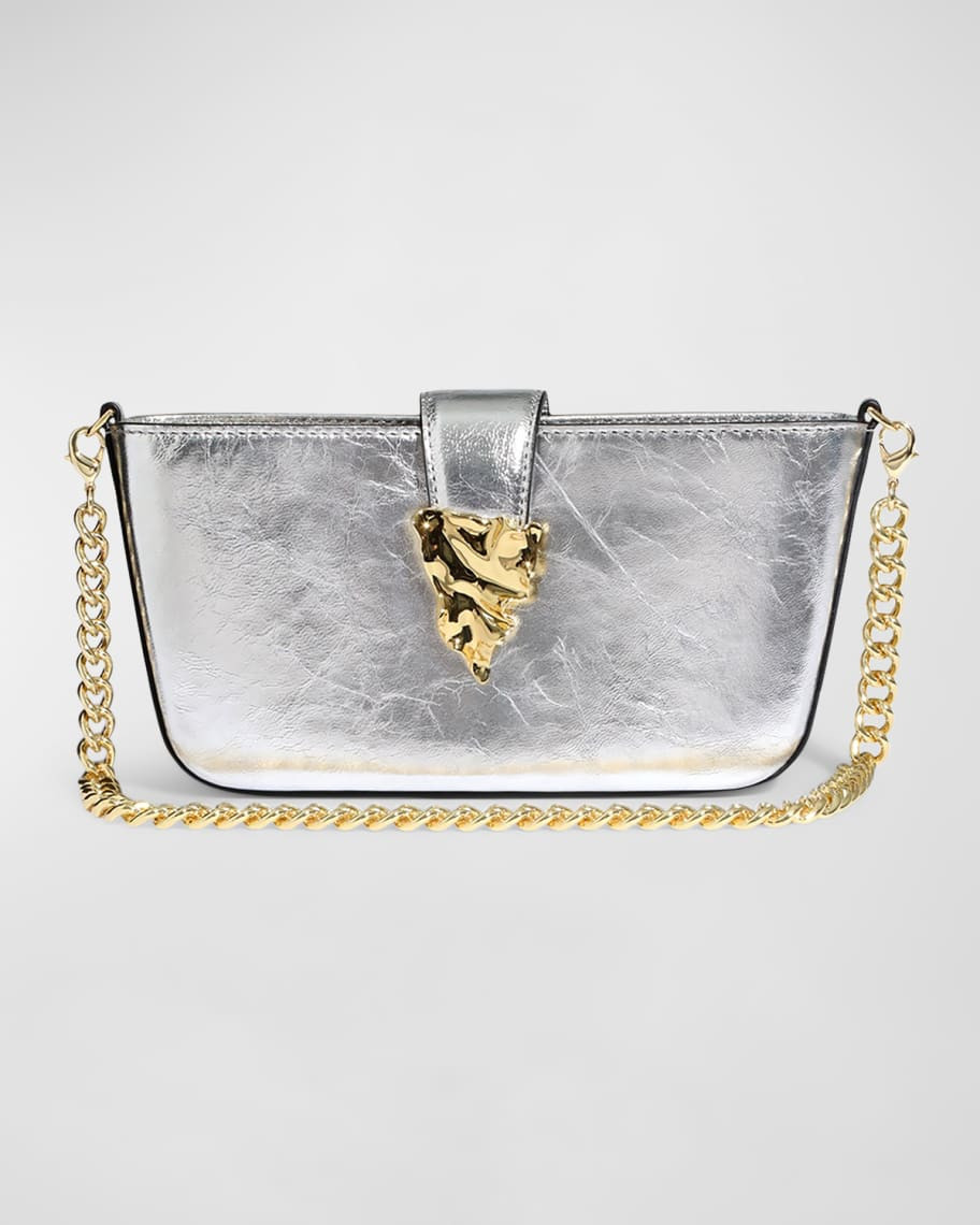 The Crumple Convertible Metallic Leather Crossbody Bag | Neiman Marcus