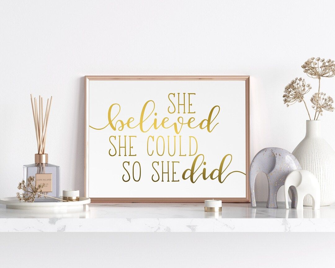 She Believed She Could so She Did, Graduation Gift for Her, Gold Nursery Decor,cute Coworker Gift... | Etsy (US)