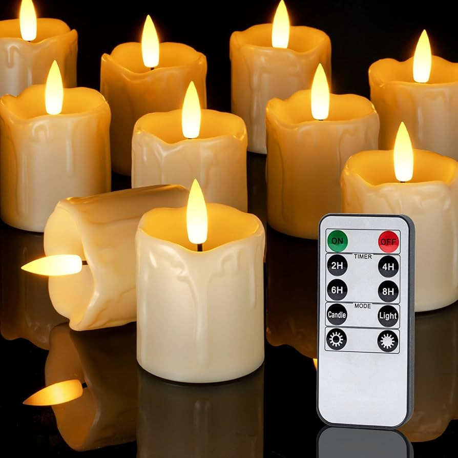 Homemory 12Pack 2" x 2" Timer Remote Control Flameless Votive Candles, Realistic Battery Operated... | Amazon (US)