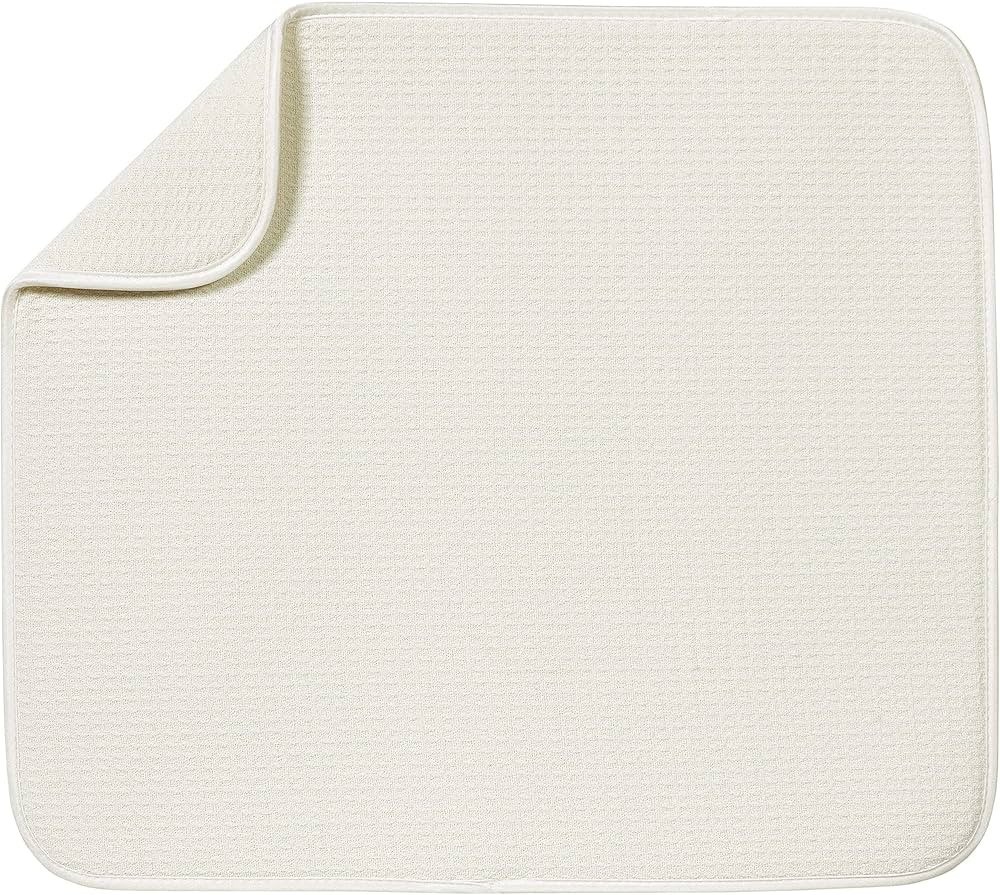 S&T INC. Dish Drying Mat, Highly Absorbent Microfiber Kitchen Counter Mat, Dish Drying Pad for Dishes, Utensils, Pots and Pans, Large 16" x 18", Cream | Amazon (US)