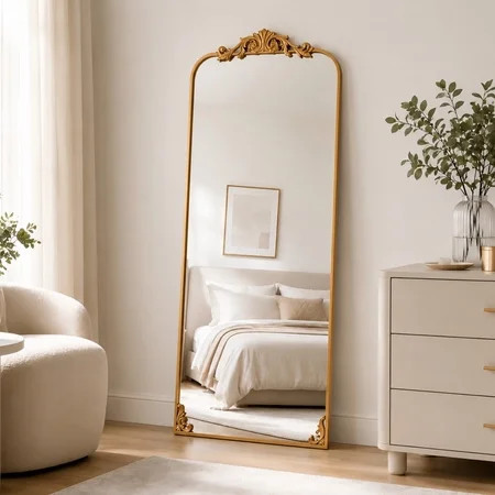 Easy4Home 21"x66" Vintage Full Length Mirror Decorative Floor Mirror for Dressing, Antique Gold | Walmart (US)