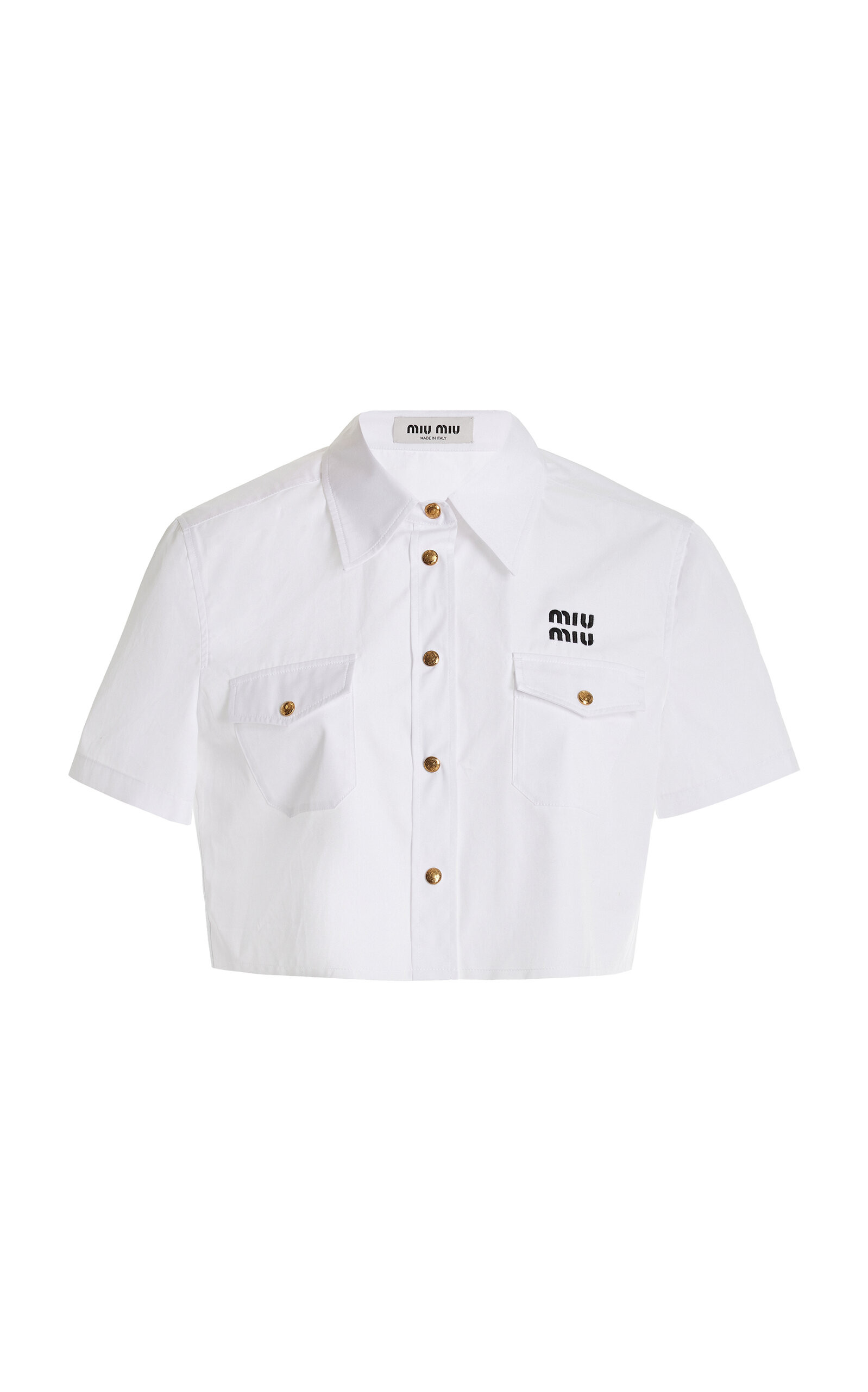 Miu Miu - Cropped Cotton-Poplin Shirt - White - IT 42 - Moda Operandi | Moda Operandi (Global)
