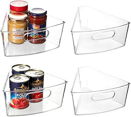 EAMAOTT Lazy Susan Organizer, Set of 4 Clear Transparent 10.4” x 9.5” x 4” Plastic Corner K... | Amazon (US)