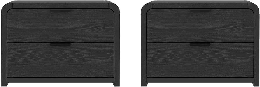 Manhattan Comfort Grace Modern Nightstand with Drawers, Wood Bedside Table with Rounded Corners &... | Amazon (US)