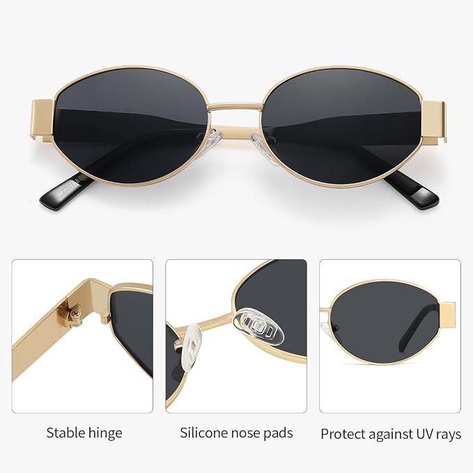 Retro Oval Sunglasses for Womens Men UV400 Trendy Sunglasses Protective Fashion Classic Tone Meta... | Amazon (US)