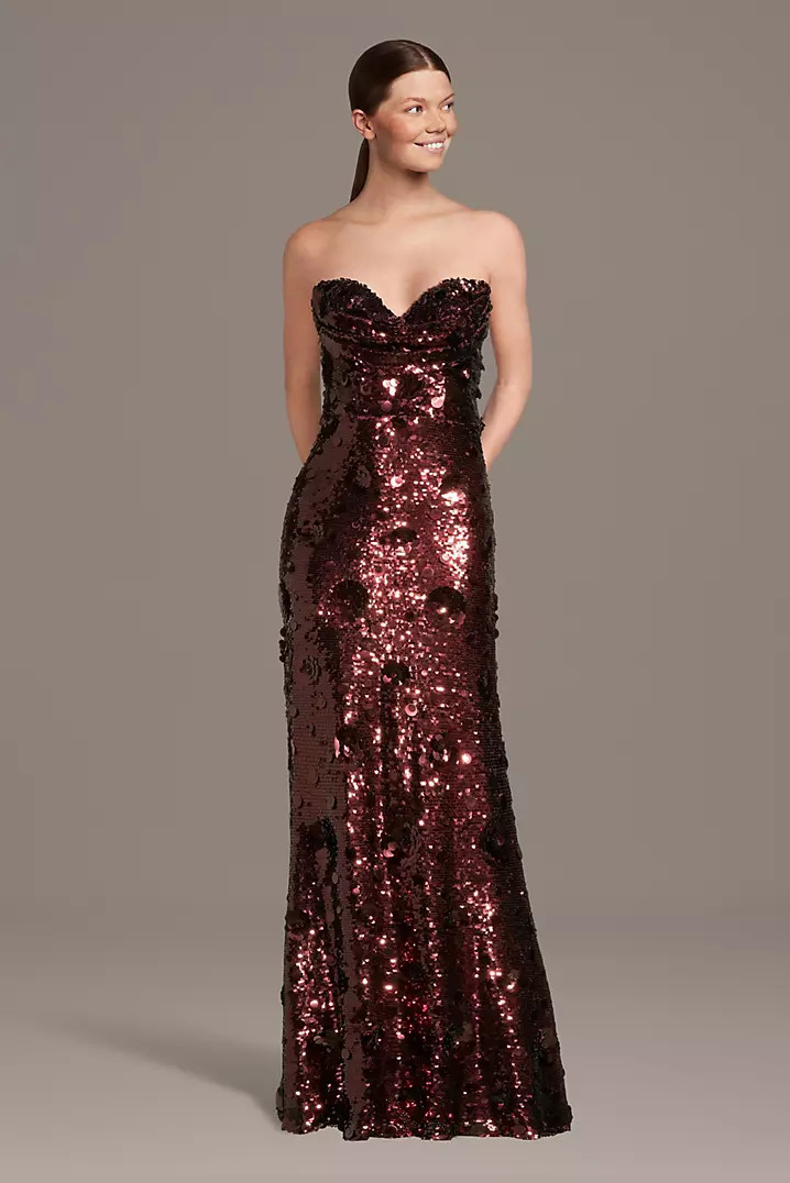 Strapless Floral Sequin Sheath Dress | David's Bridal