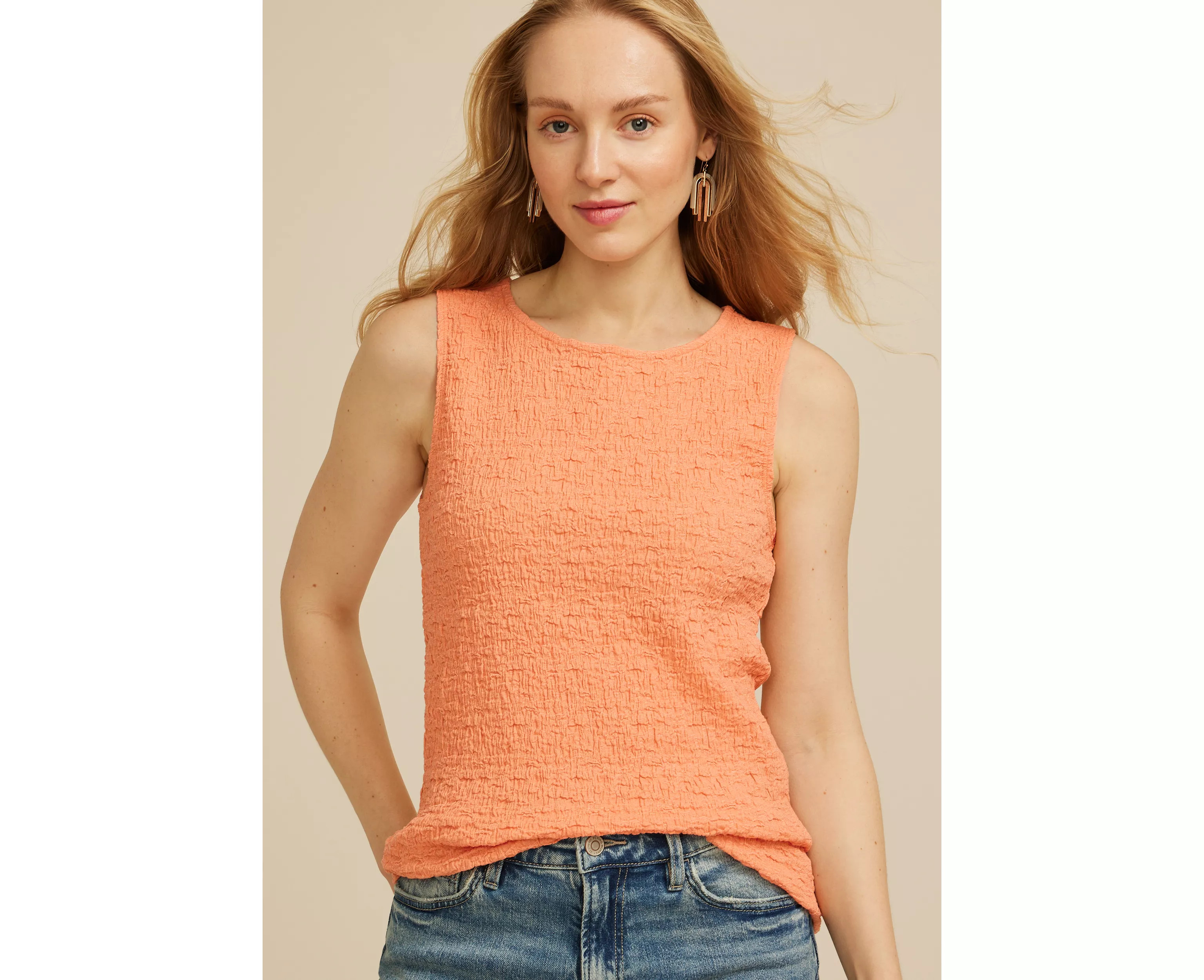 Textured Boat Neck Tank Top | Maurices
