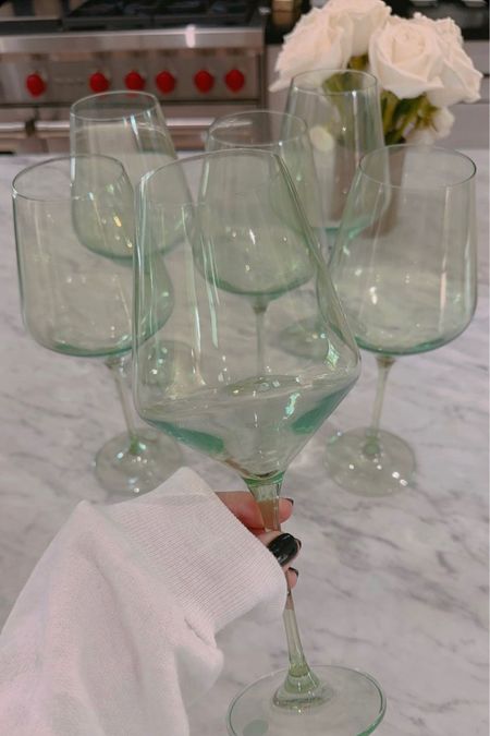 Obsessed with these mint green wine glasses  

#LTKFind #LTKhome