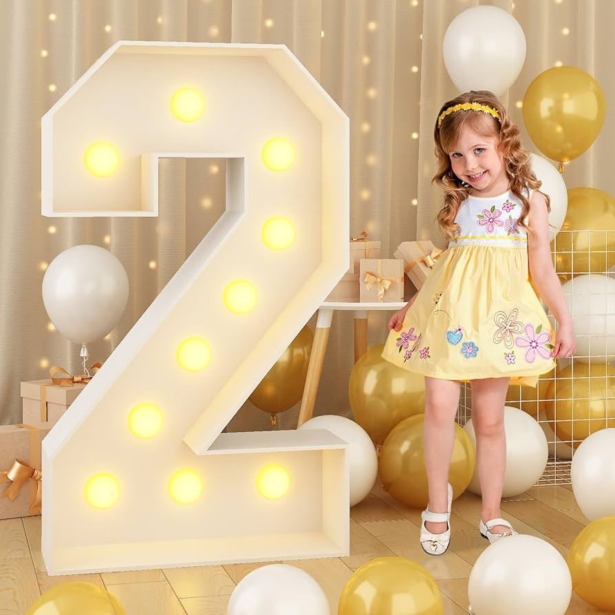 4ft Marquee Light Up Number 2 White Large Marquee Numbers with Lights Giant Mosaic Frame Letter f... | Amazon (US)