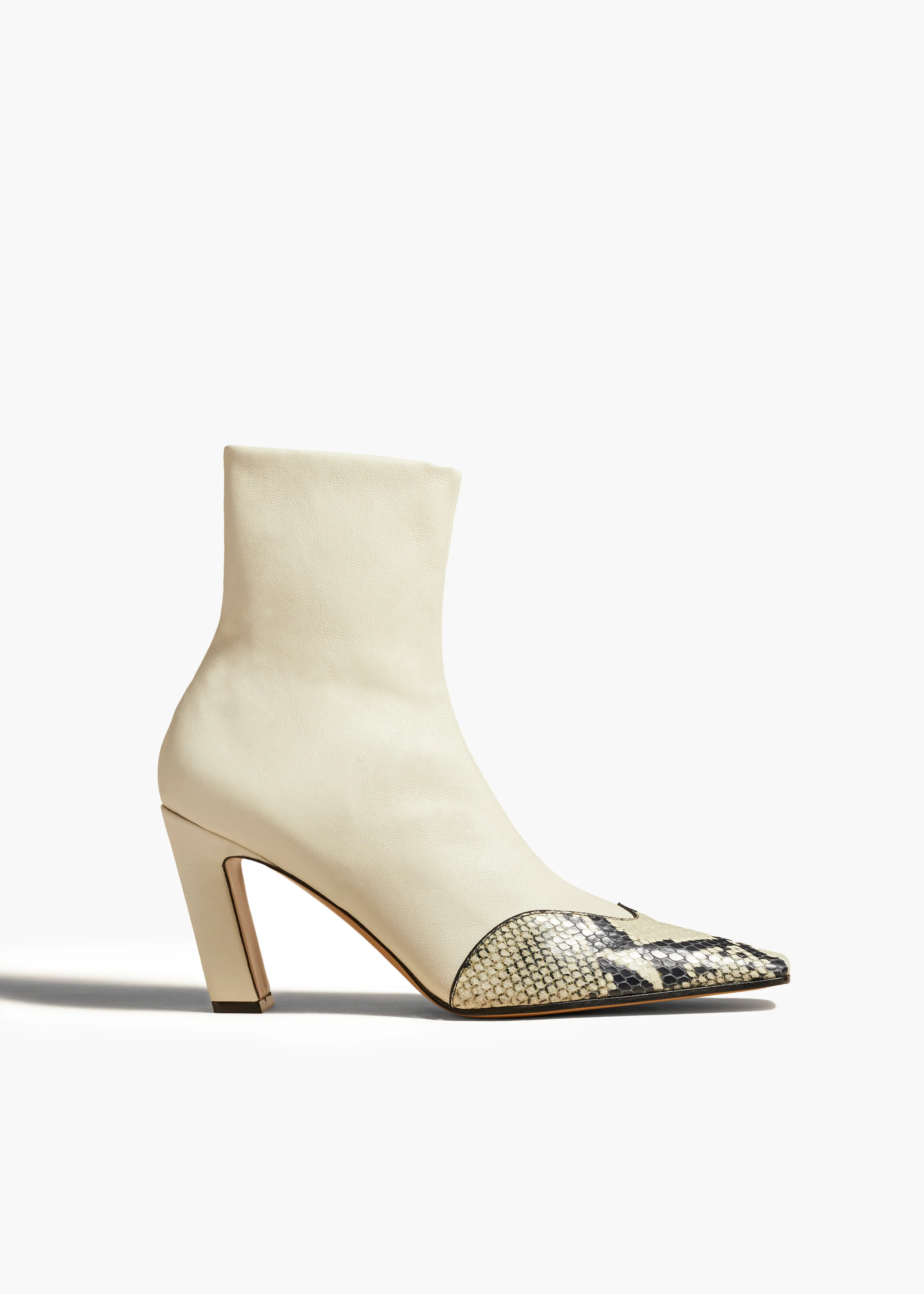 Nevada Stretch High Boot in Bone with Natural Python-Embossed Leather | Khaite
