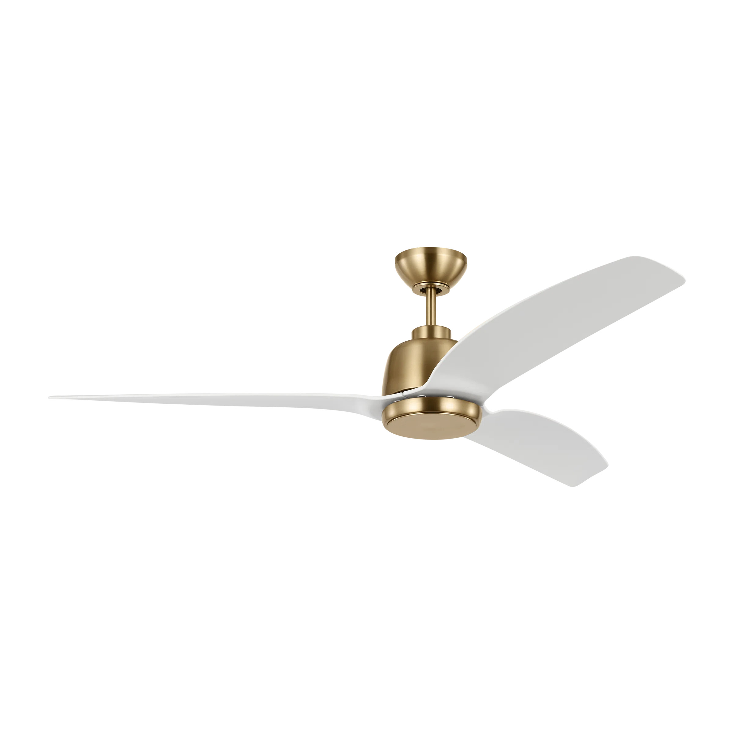 Avila 60 LED Ceiing Fan in Satin Brass with Matte White Blades and Light Kit | Perigold