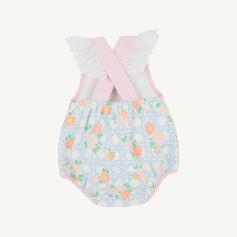 Saylor Sunsuit - Cayman Island Cane with Palm Beach Pink | The Beaufort Bonnet Company