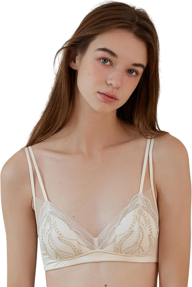Women’s Embrace Lace Bra,Comfort Wireless Triangle Padded Bralette for AA-BCup | Amazon (US)