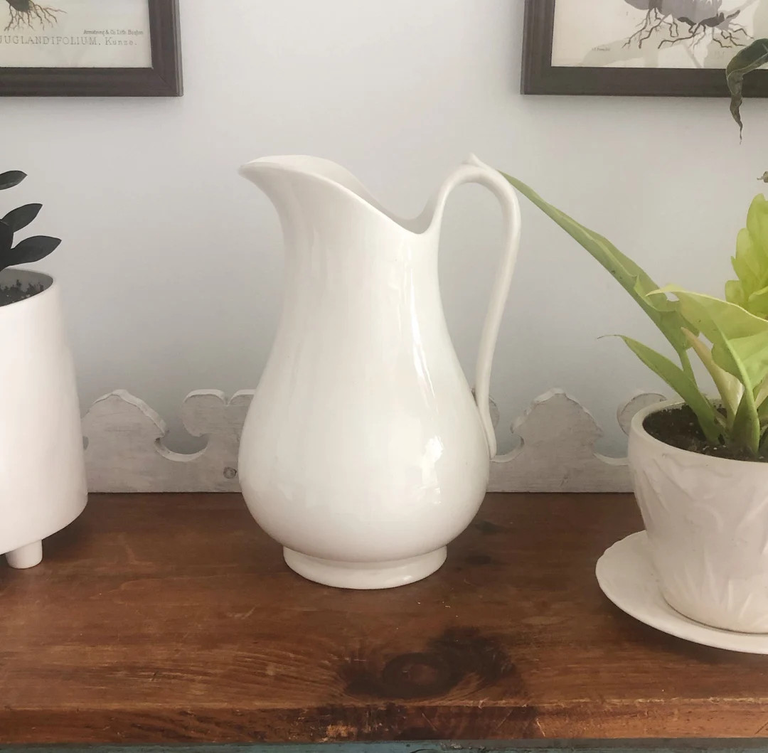 Vintage WHITE IRONSTONE PITCHER  English Ironstone Pitcher  - Etsy | Etsy (US)