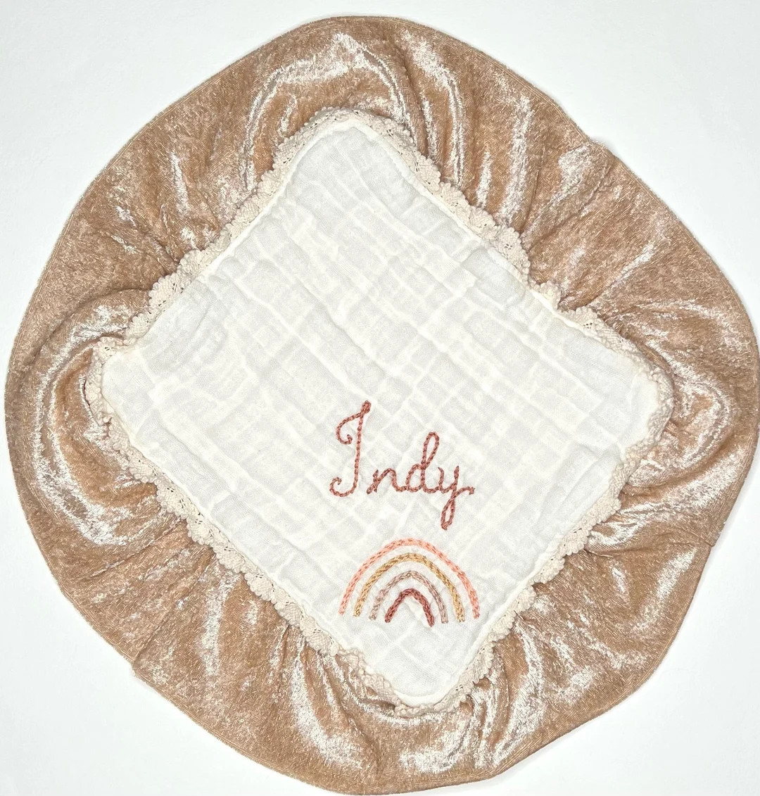 12" 6 Layer Muslin Velvet Lovey with Hand Embroidery ~ Baby Gift ~ Embroidered baby Gift ~ Nurser... | Etsy (US)