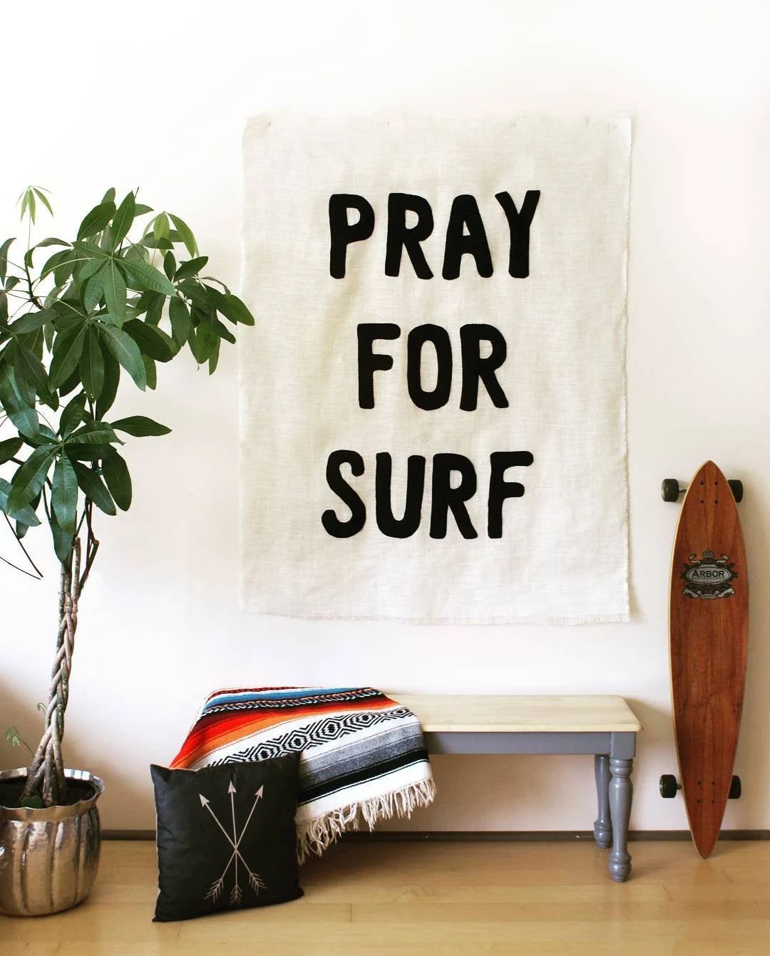 PRAY FOR SURF Wall Mural Banner Beach Cottage Chic Surfer Girl - Etsy | Etsy (US)
