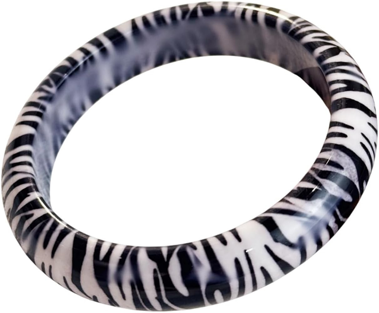 Zebra Print Resin Bangle Square Round Irregular Bracelet for Women Fashion Jewelry | Amazon (US)