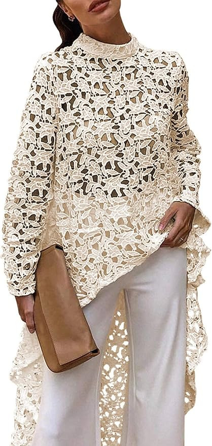 PRETTYGARDEN Women's Long Sleeve Round Neck High Low Asymmetrical Irregular Hem Casual Tops Blous... | Amazon (US)