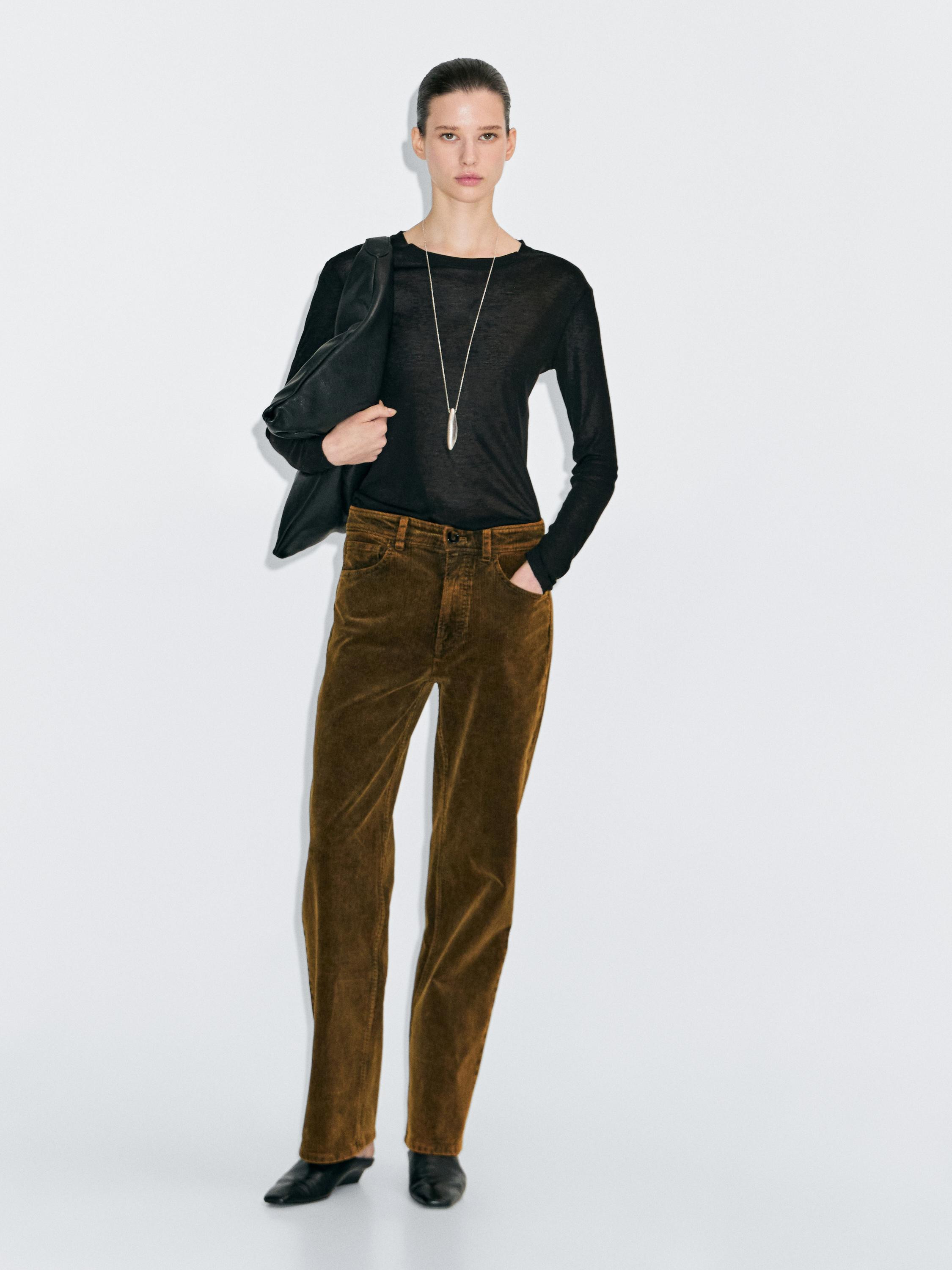 Straight-leg Trousers: straight silhouette from waist to ankle, without additional leg adjustment... | Massimo Dutti UK