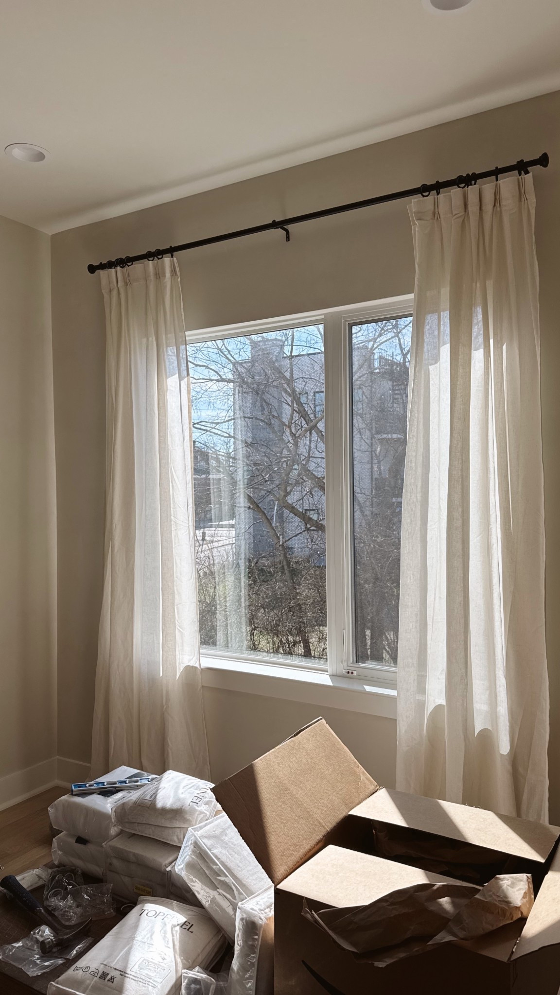 Light filtering pinch pleat off white natural linen curtains 

#LTKHome