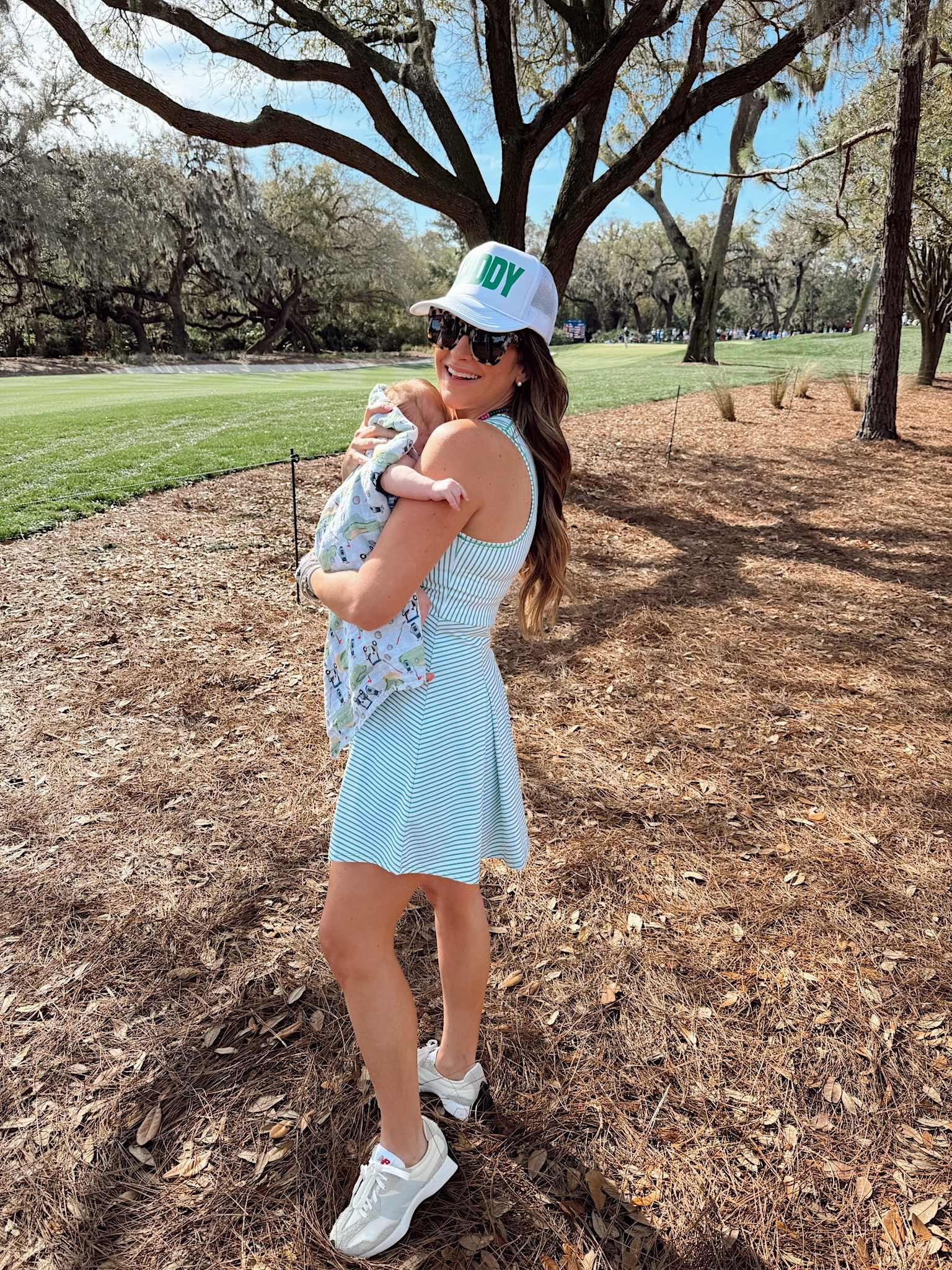 In a medium active dress and cardigan, sneakers, trucker hat and accessories- fits tts.

#LTKActive #LTKSeasonal #LTKStyleTip